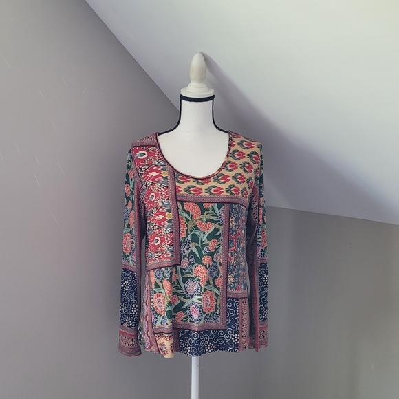 Johnny Was Tops - Johnny Was Jules Patchwork Long Sleeve Swing Top